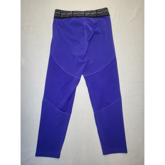 Nike Pro Womens Medium Dri Fit Leggings Purple Athletic - Picture 2 of 13